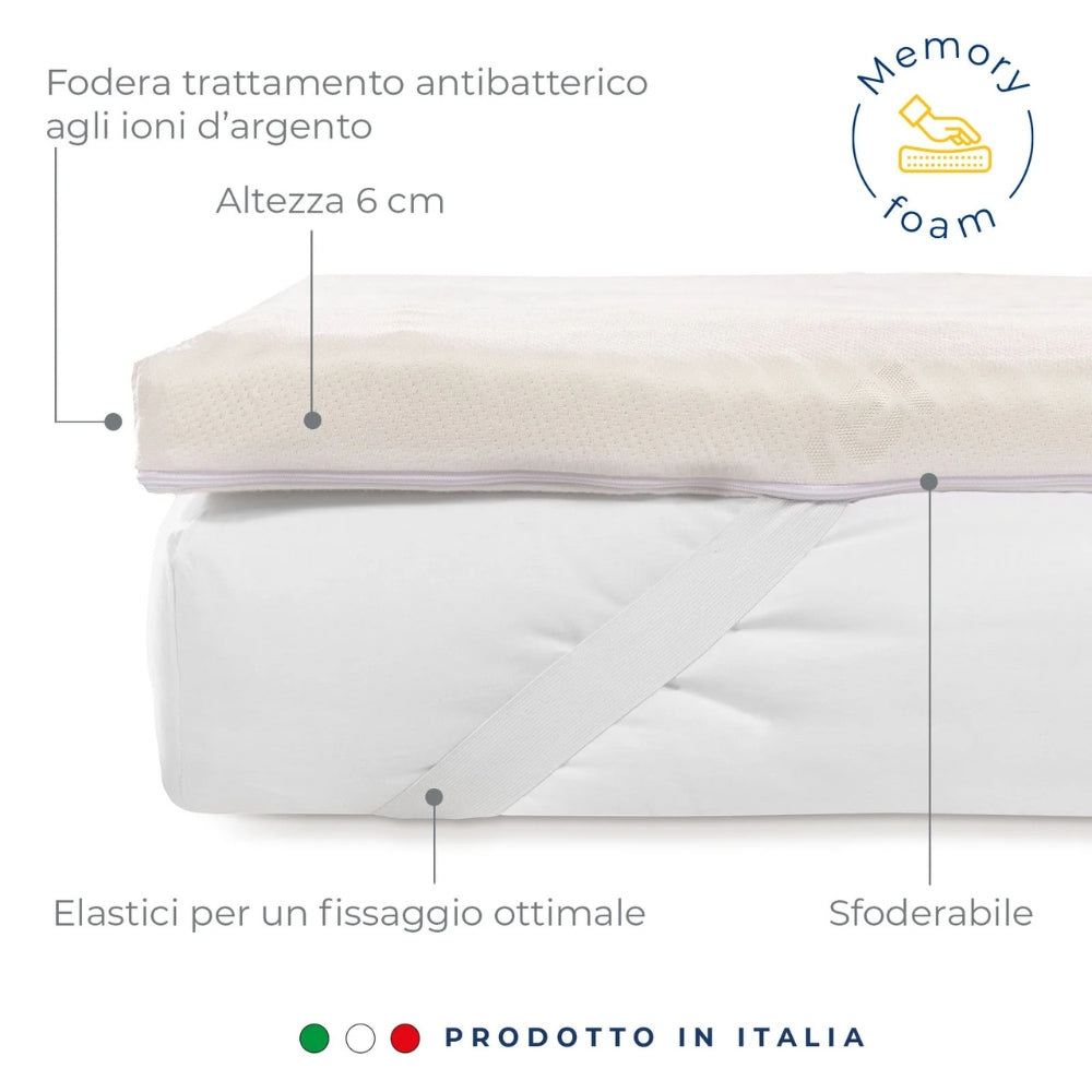 Caleffi Topper in Memory I dormissimi H 6 cm Made in Italy