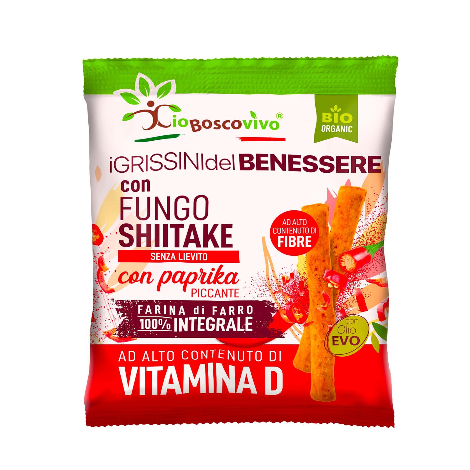 Grissini alla Paprika piccante & Shiitake BIO Monoporzione 50g