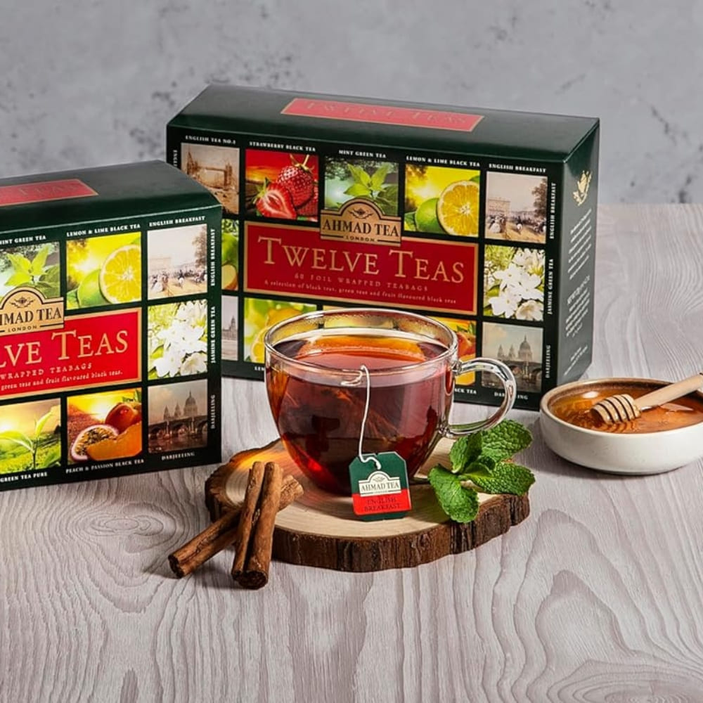 Cofanetto Ahmad Tea Twelve Selection - Tè Nero, Verde o alla frutta Confezione da 60 filtri