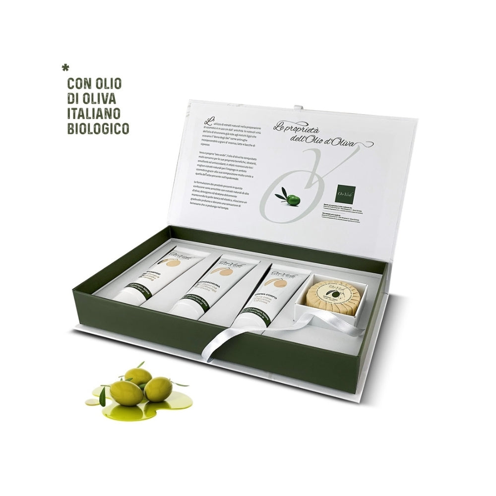 Gift box with cosmetics with organic Italian olive oil