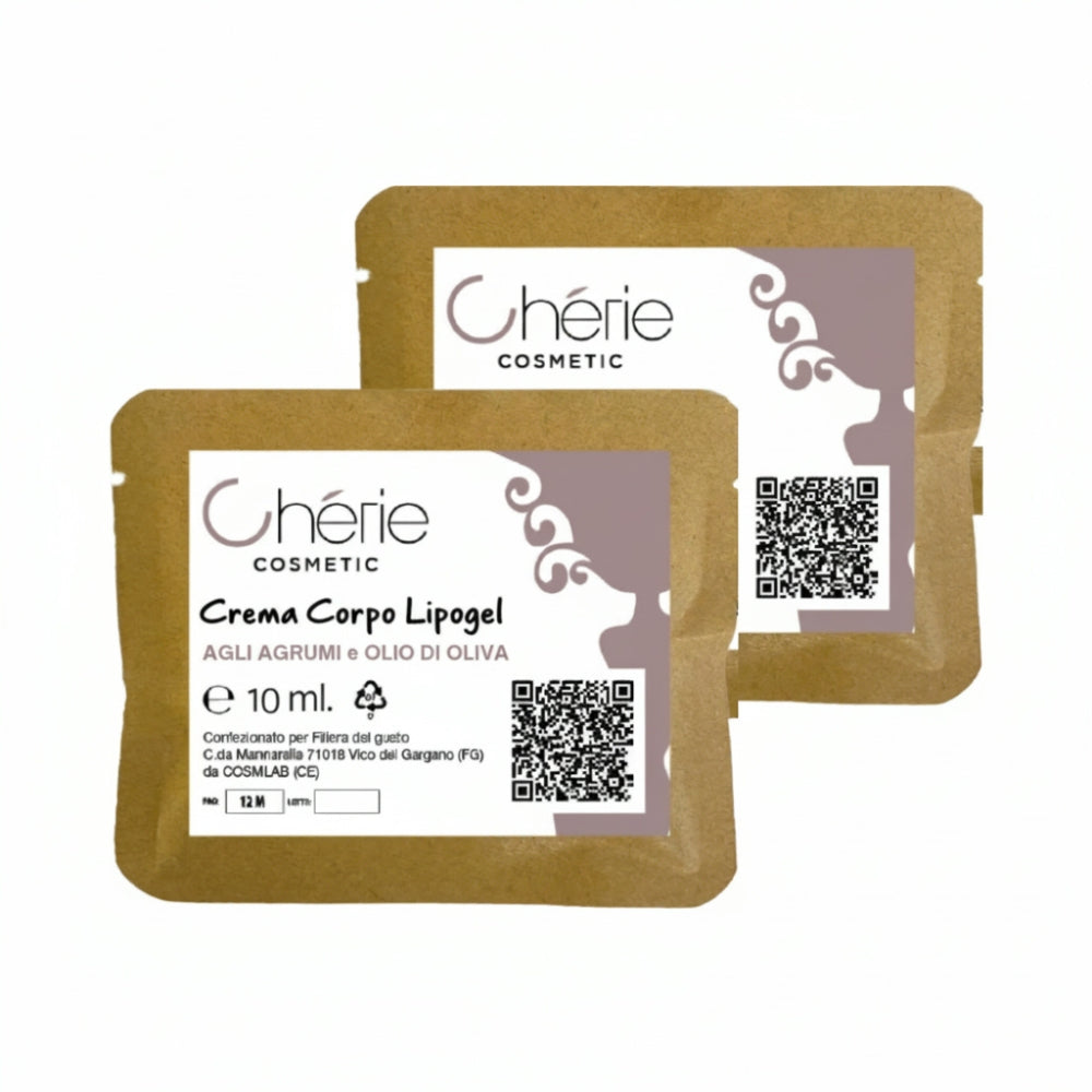 Crema Corpo Lipogel agli Agrumi in bustina monodose ecosostenibile da 10 ml - 300 pezzi - Made in Italy