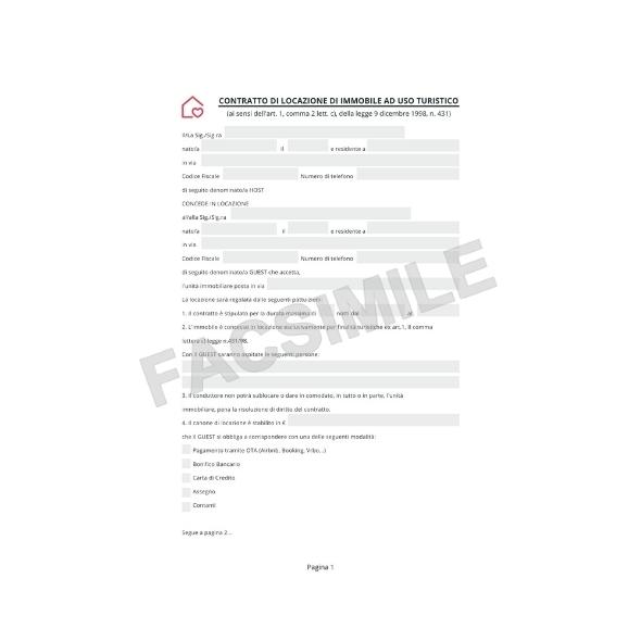 Contratto per Affitti Turistici - PDF Editabile (ITA - ENG)