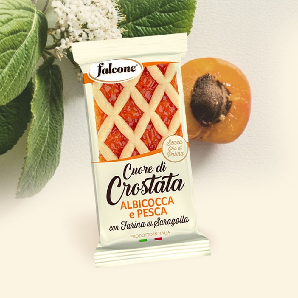 Trancio di Crostata Albicocca/Pesca Falcone Monoporzione 60 gr Confezione da 13