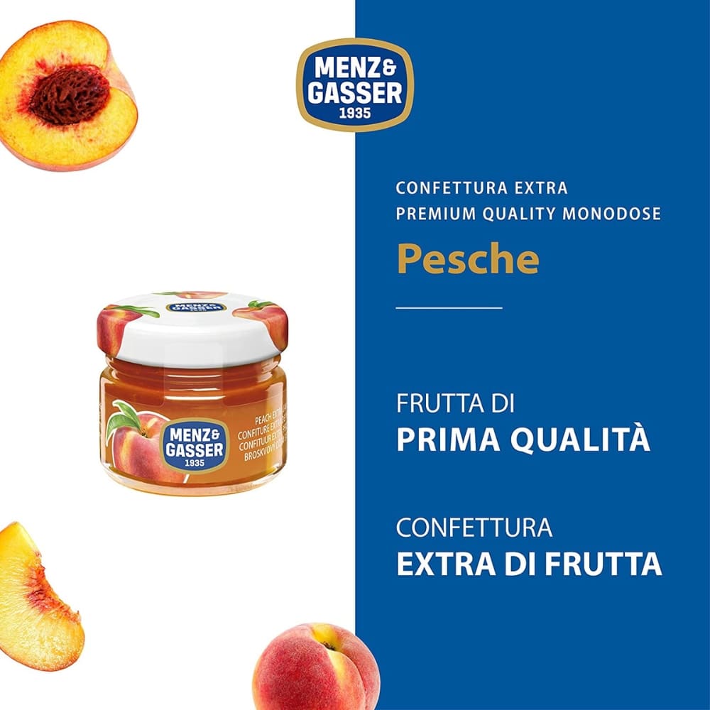 Confettura Extra di Pesche Monodose Menz & Gasser 48 vasetti per 28 gr