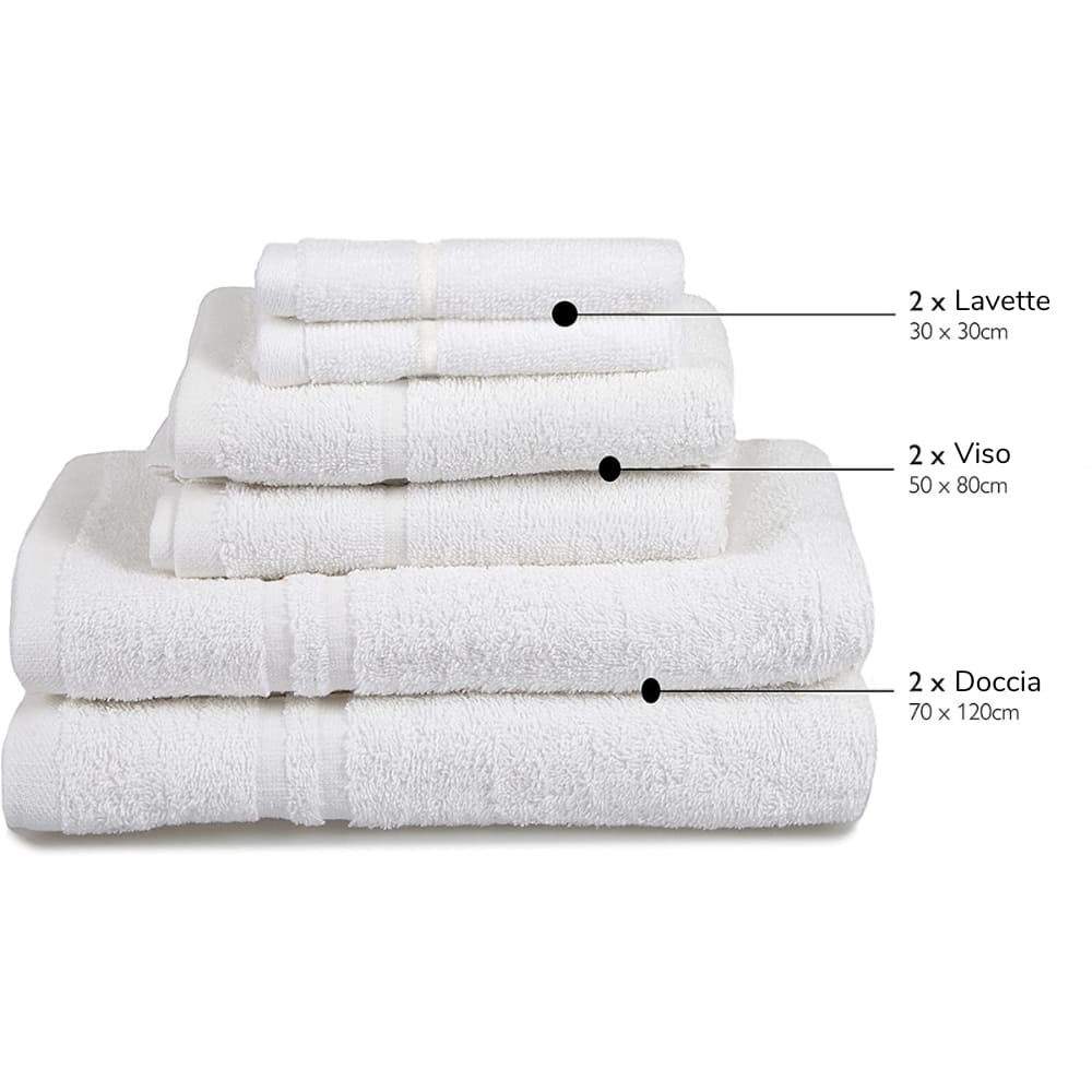 Set da 6 Asciugamani Hotel Essentials Alta Qualità 400 gr/mq