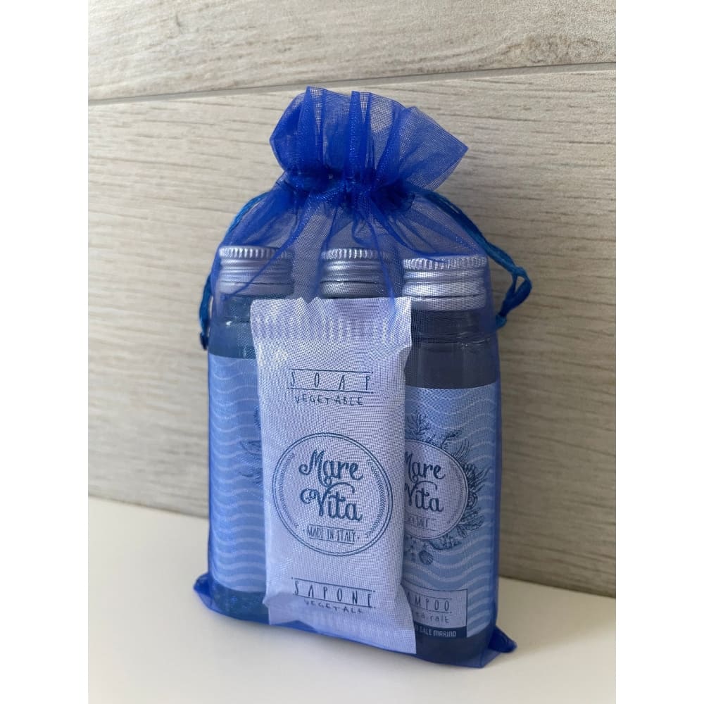 Kit Cortesia Marevita confezionato con sacchettino in organza blu