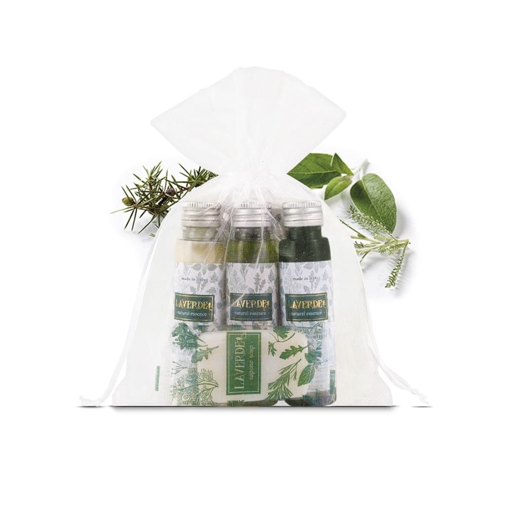 Kit Cortesia Laverde confezionato con sacchettino in organza bianco
