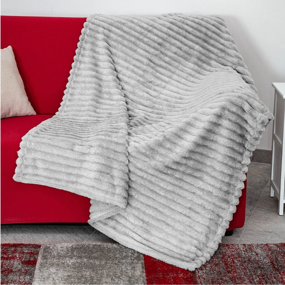 Morbido Plaid 130 x 160 cm Coperta Elodie in flannel jacquard con effetto lurex 350 gr/mq