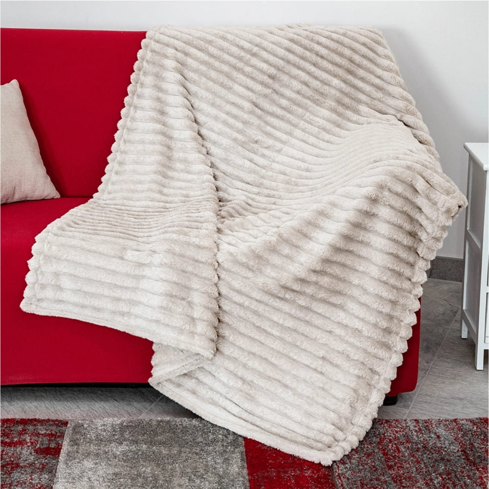 Morbido Plaid 130 x 160 cm Coperta Elodie in flannel jacquard con effetto lurex 350 gr/mq