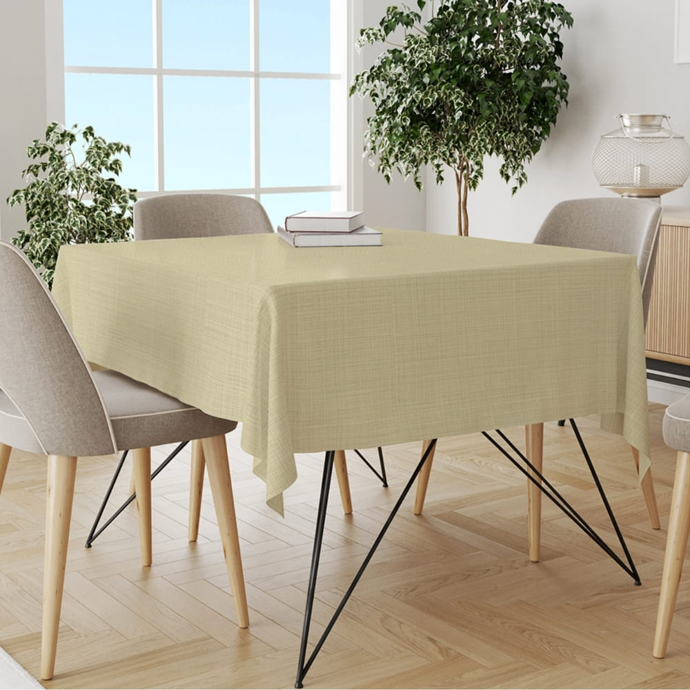 Deva Stain Resistant Tablecloth 6 or 12 Seater Cream