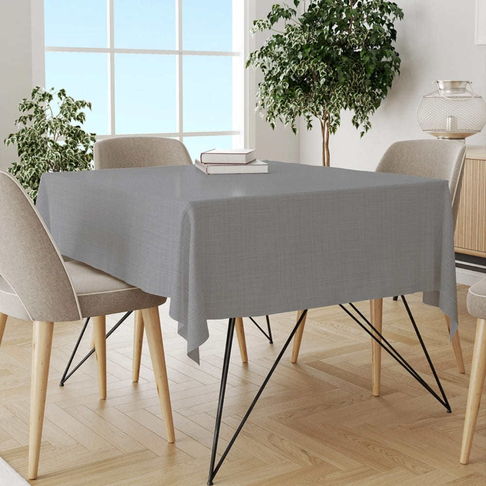 Deva Stain Resistant Tablecloth 6 or 12 Seater Grey