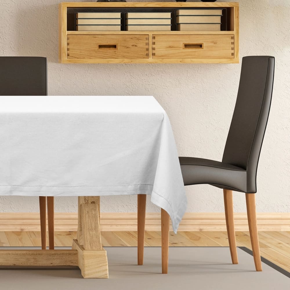 Tovaglia in puro cotone Bianco da 4, 6, 12 o 16 posti