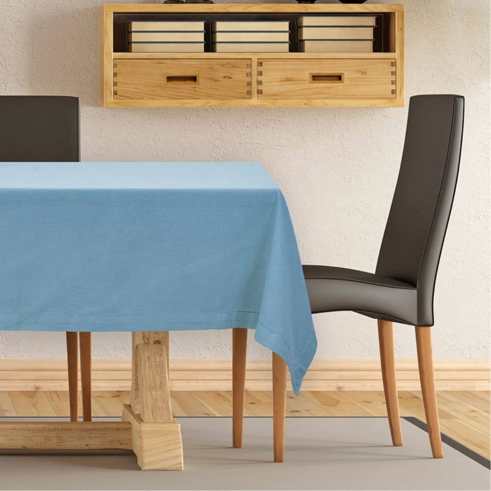 Tovaglia in puro cotone Azzurro da 4, 6, 12 o 16 posti