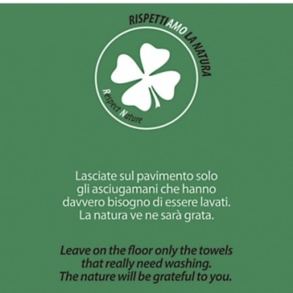 Hotel Bathroom Ecology Sign Italian and English