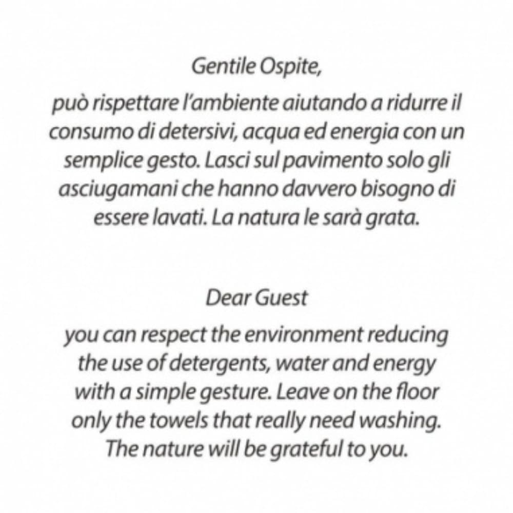 Hotel Bathroom Ecology Sign Italian and English