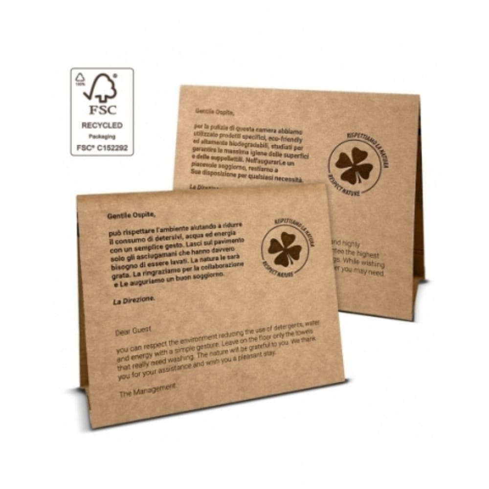 Ecology sign for bathroom countertop Hotel Italian and English