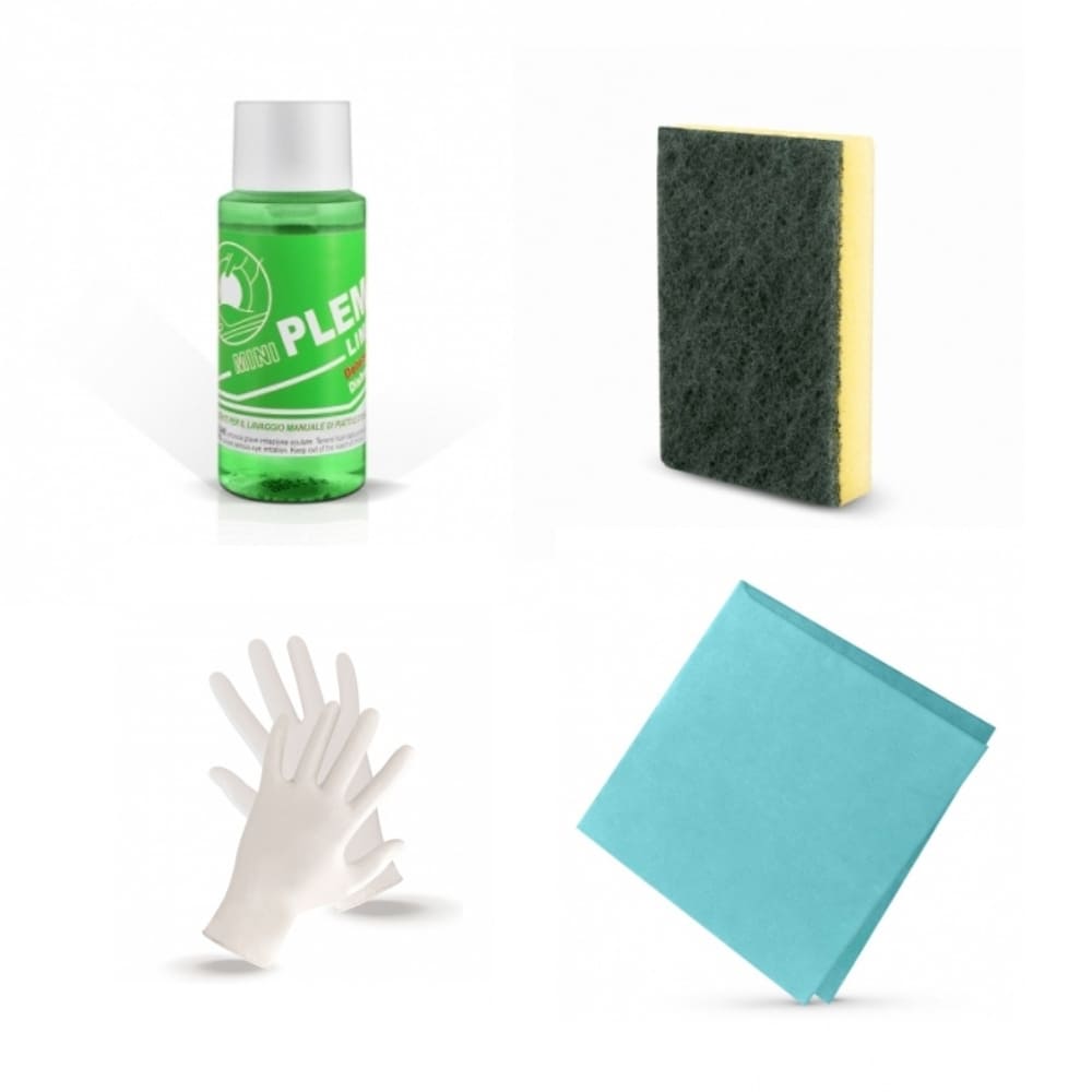 Welcome kit for guests with kitchen cleaning products