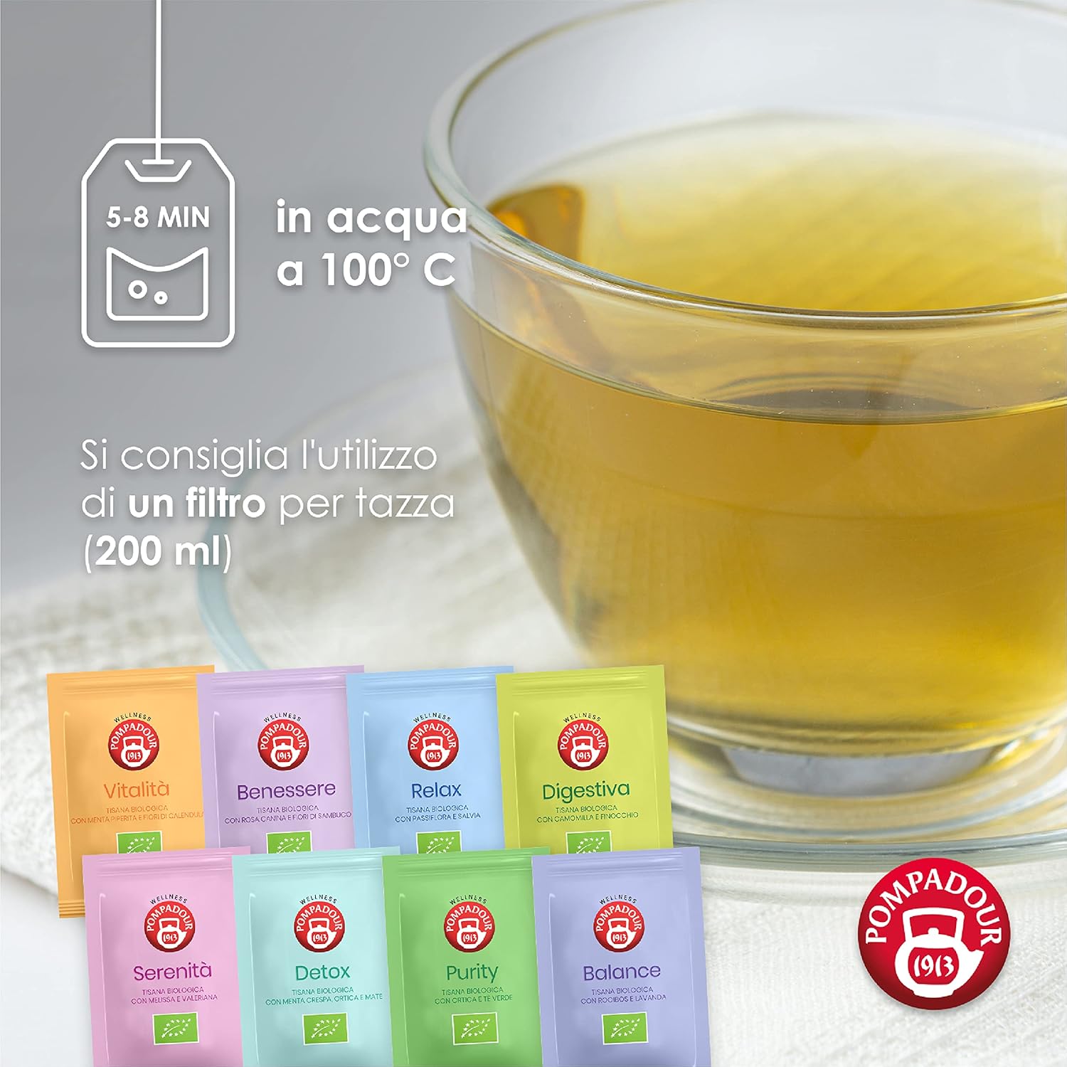 Cofanetto BIO Wellness Box Pompadour Cofanetto di Tisane Biologiche 120 Filtri