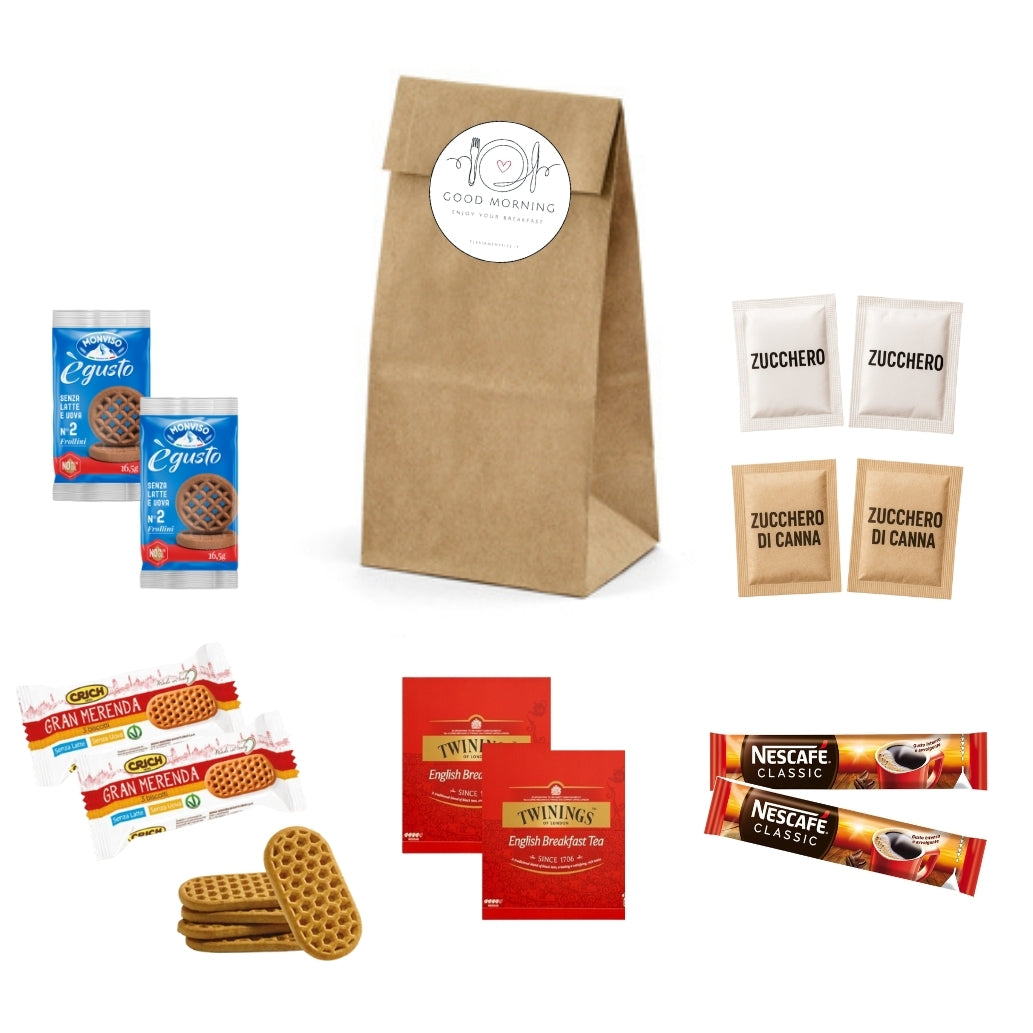 Breakfast Box Vegan Kit Colazione senza latte e uova per 2 ospiti