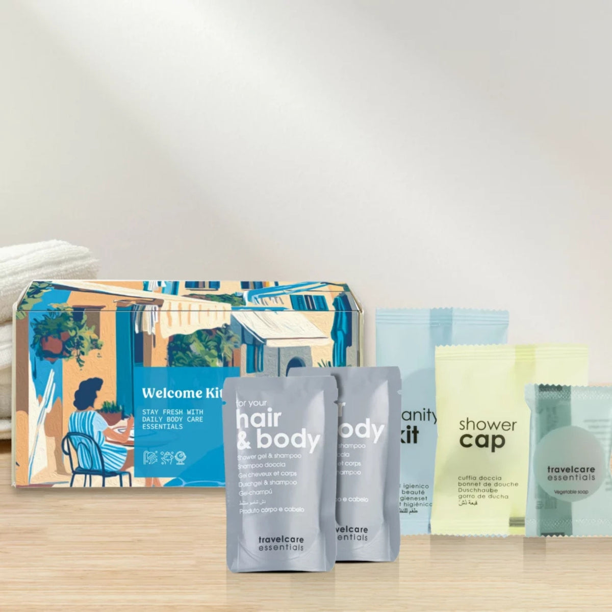 Kit di Benvenuto Bagno - Set Cortesia Completo per B&B e Case Vacanza Made in Italy
