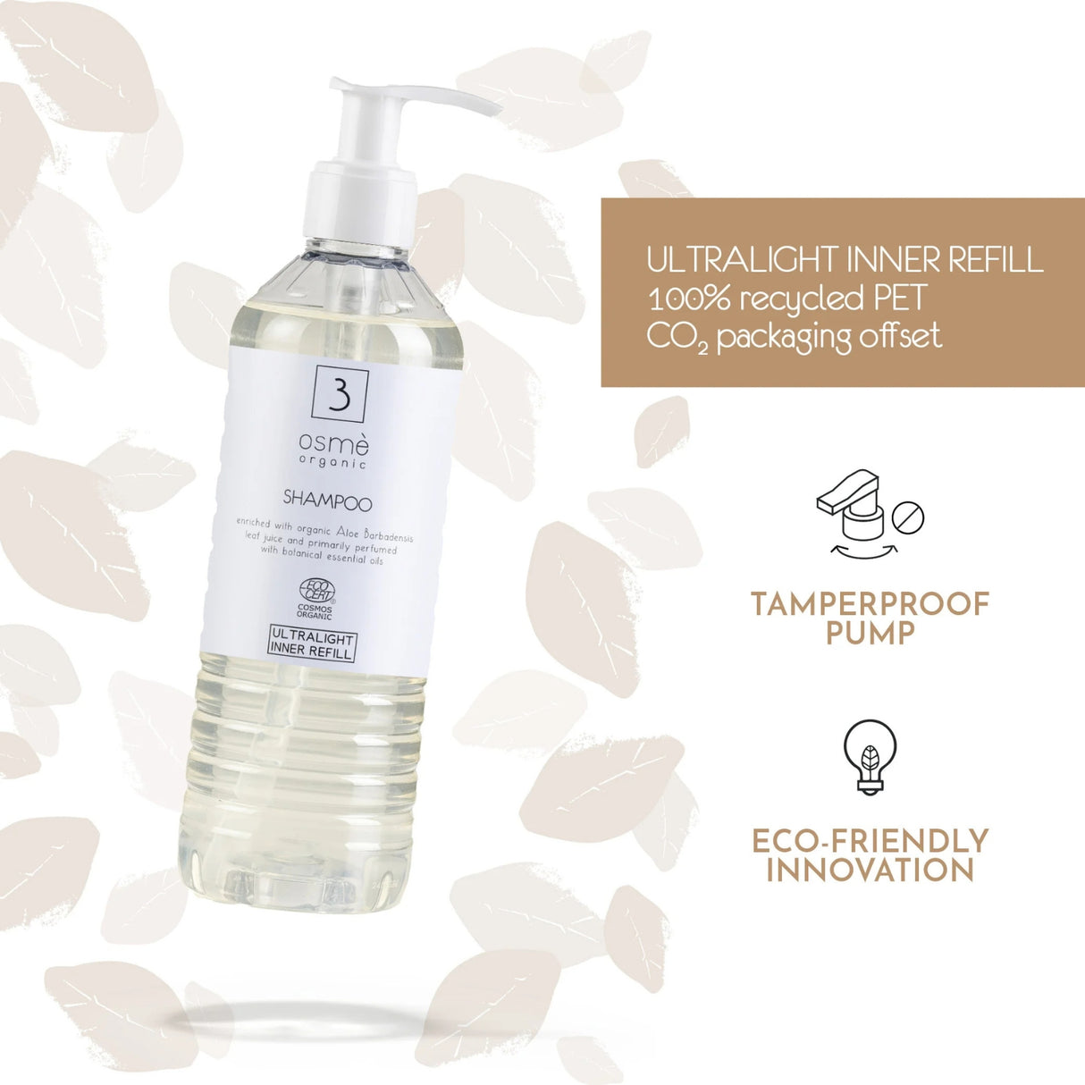 Osmè Cartuccia Dispenser Shampoo riequilibrante per Ecover (370 ml) - Certificato Cosmos Organic Made in Italy
