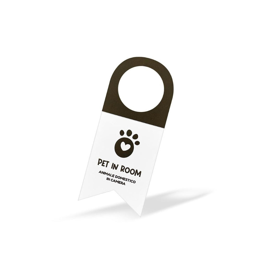 Cartellino maniglia "Pet in Room - Animale domestico in camera"