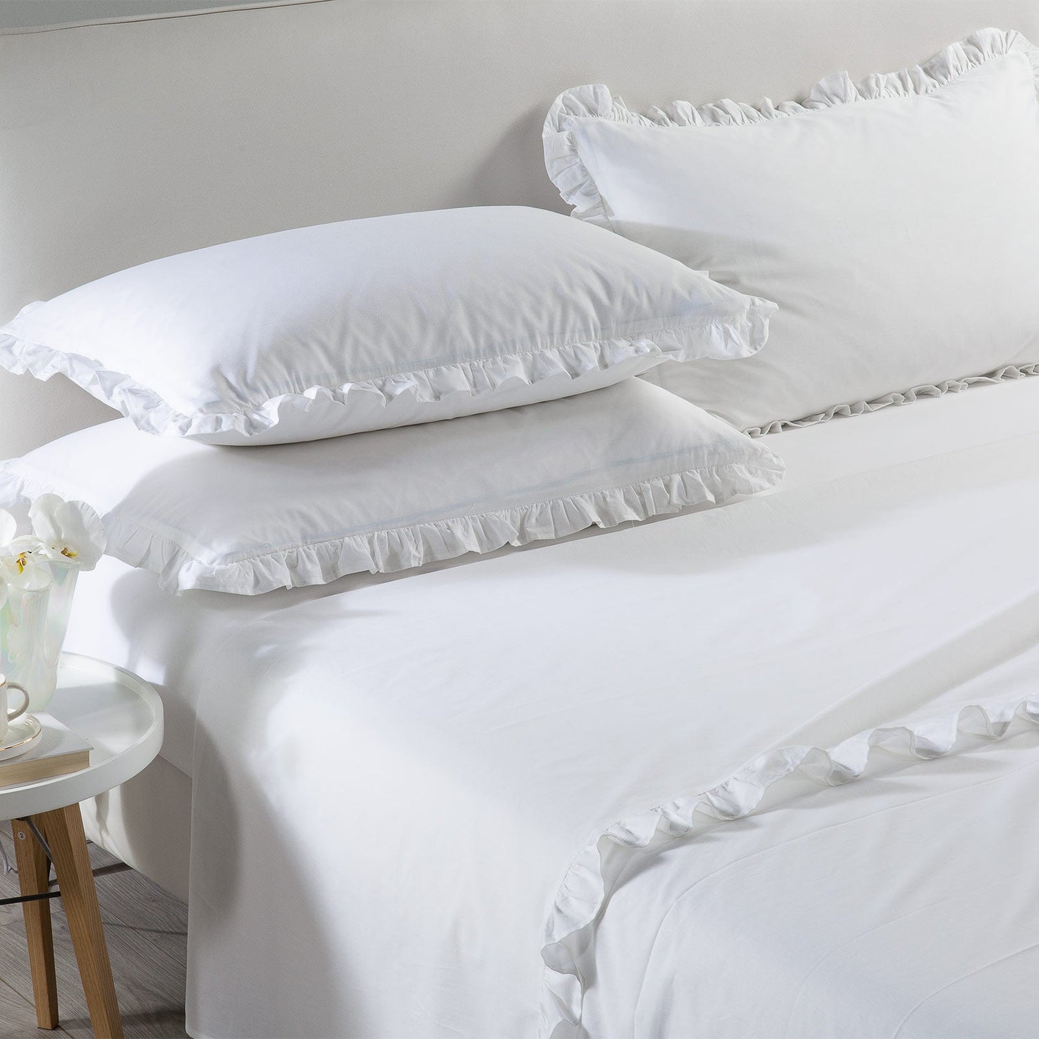 Caleffi Completo Lenzuola Matrimoniale in Percalle Iris Dreaming Tinta Unita