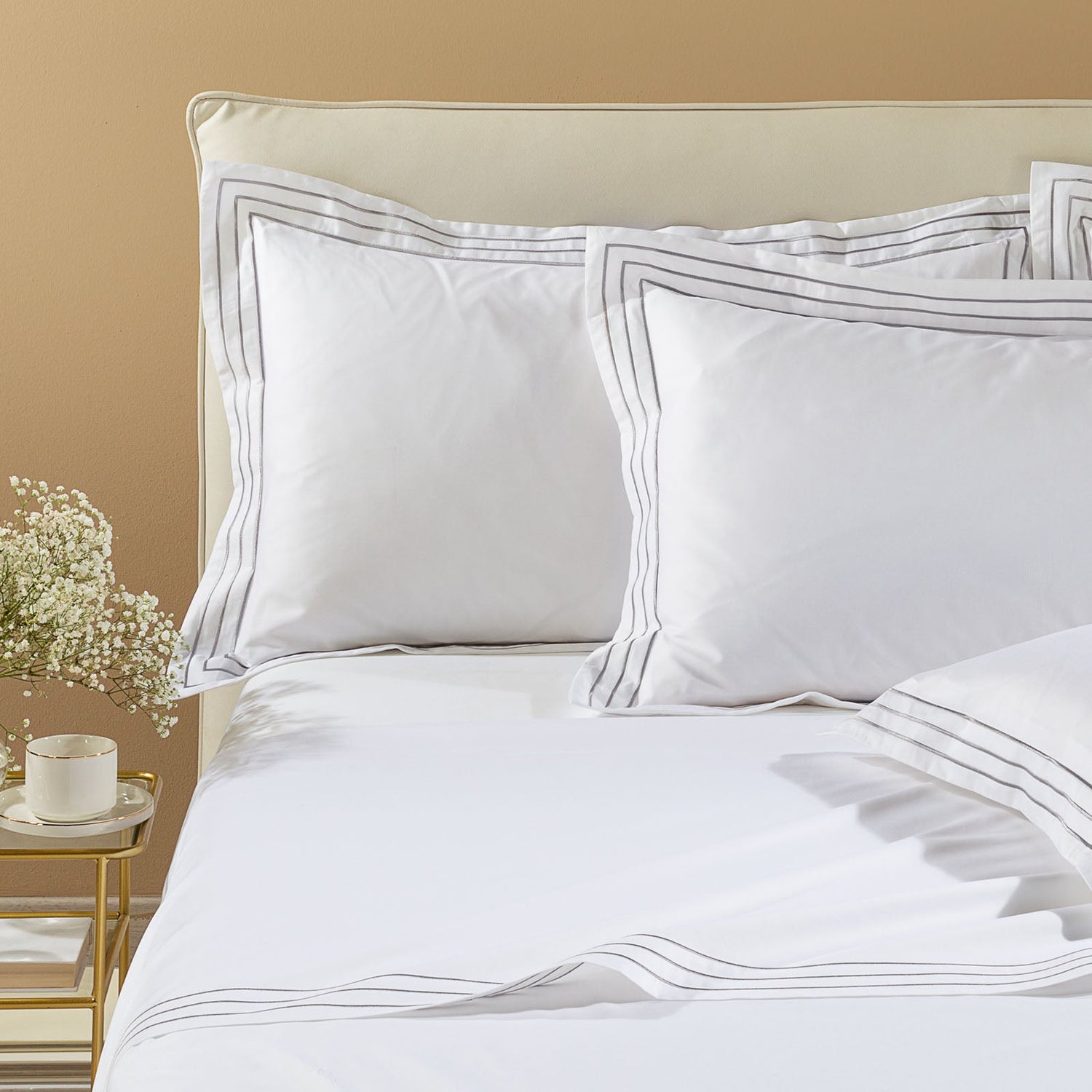 Caleffi Completo Lenzuola Matrimoniale in Raso di cotone Melodie Dreaming Tinta Unita