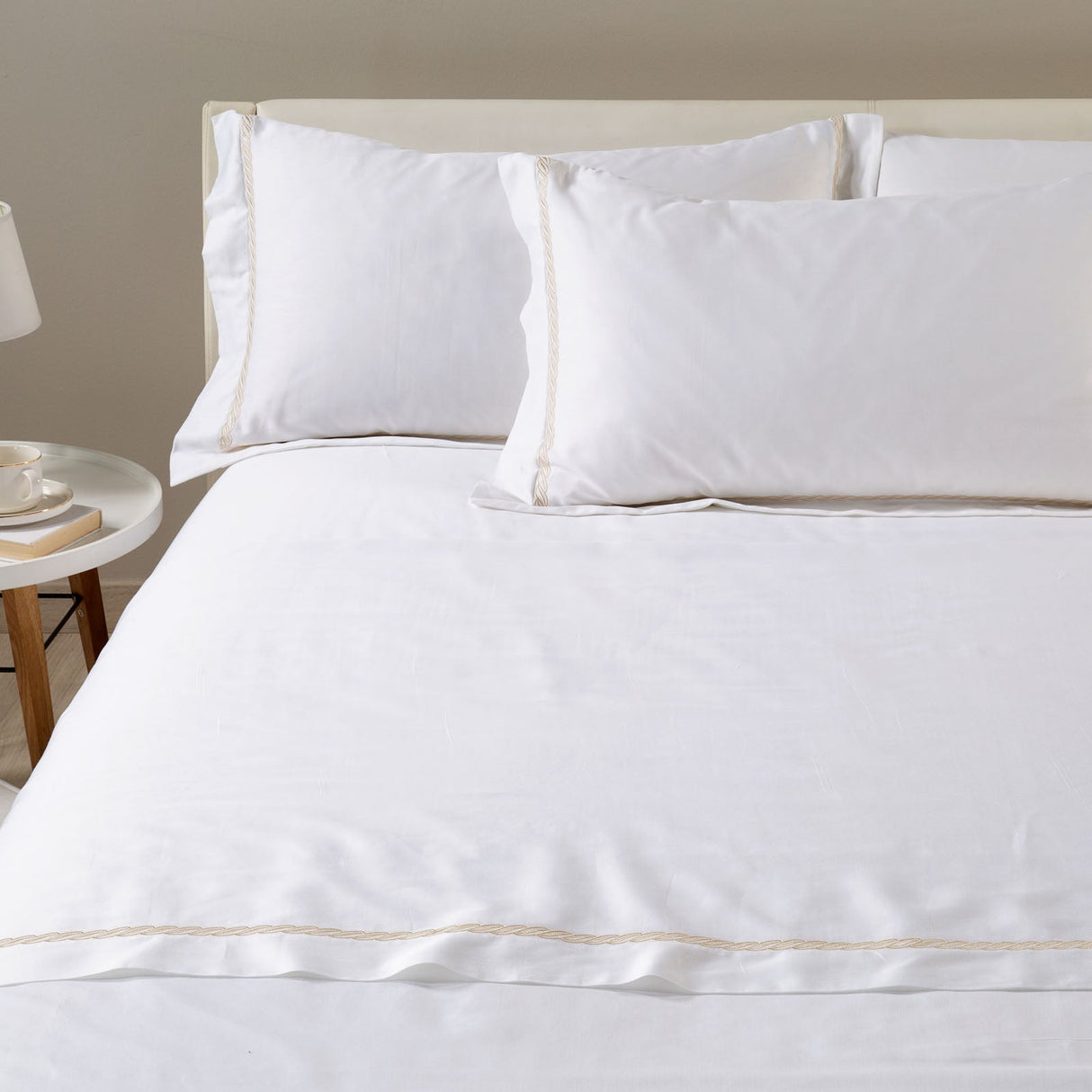 Caleffi Completo Lenzuola Matrimoniale in Raso di cotone Treccia Dreaming