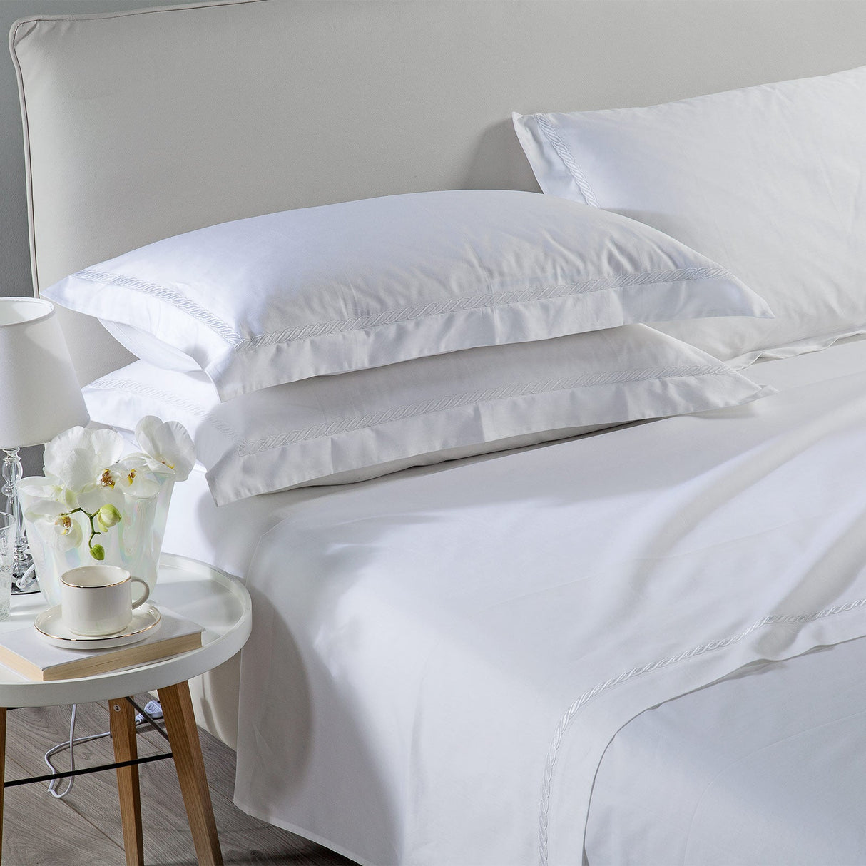 Caleffi Completo Lenzuola Matrimoniale in Raso di cotone Treccia Dreaming