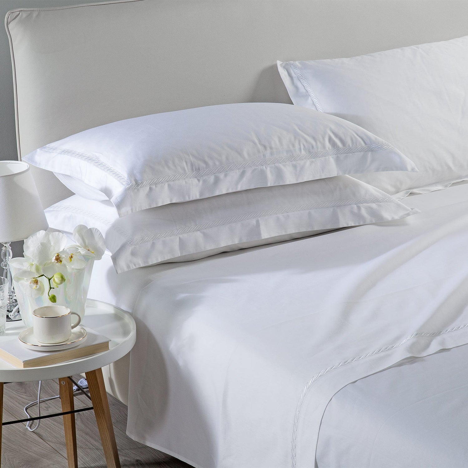 Caleffi Completo Lenzuola Matrimoniale in Raso di cotone Treccia Dreaming