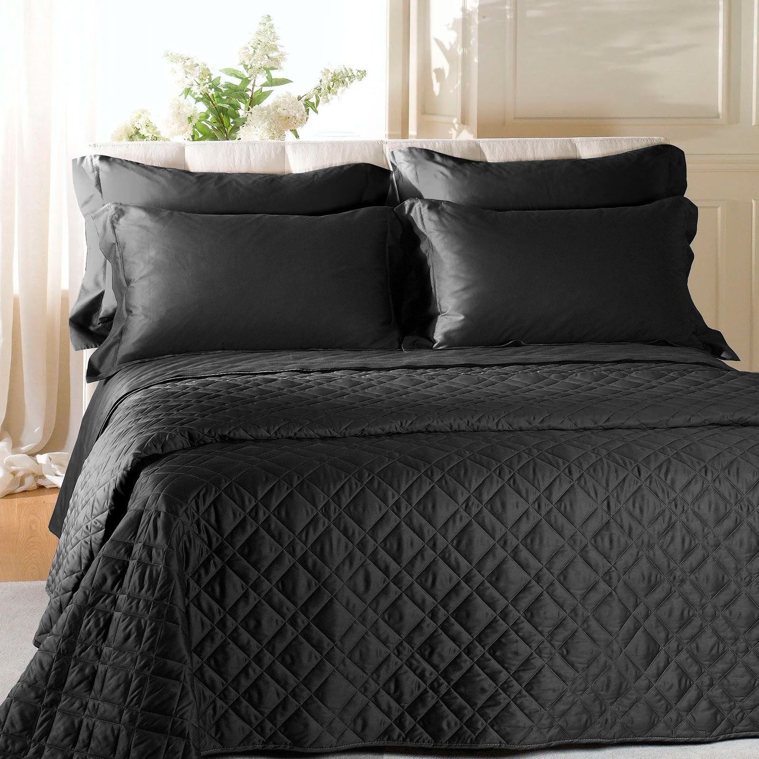 Caleffi Copriletto Matrimoniale Trapuntato in Raso di cotone Vari Colori 80 gr/mq