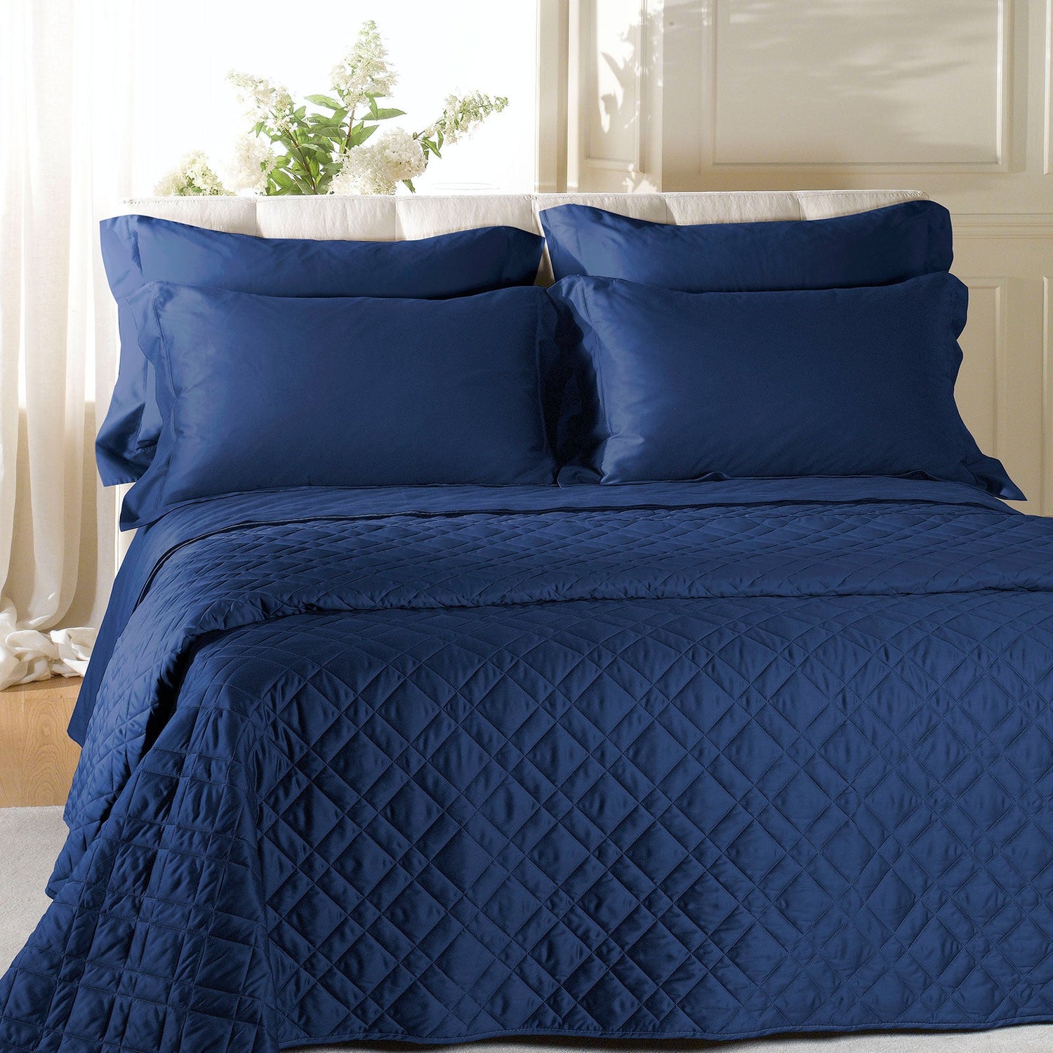 Caleffi Copriletto Matrimoniale Trapuntato in Raso di cotone Vari Colori 80 gr/mq