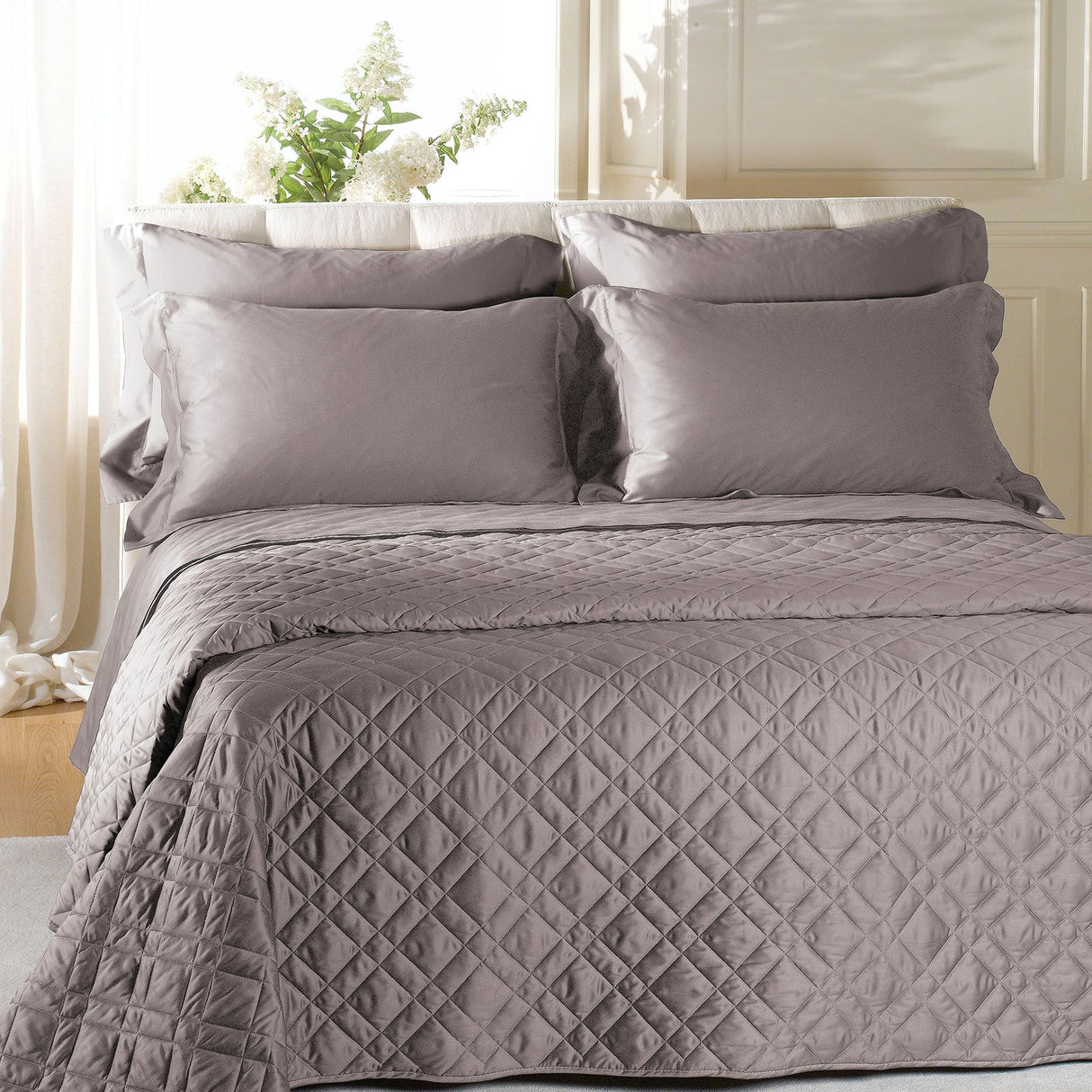 Caleffi Copriletto Matrimoniale Trapuntato in Raso di cotone Vari Colori 80 gr/mq