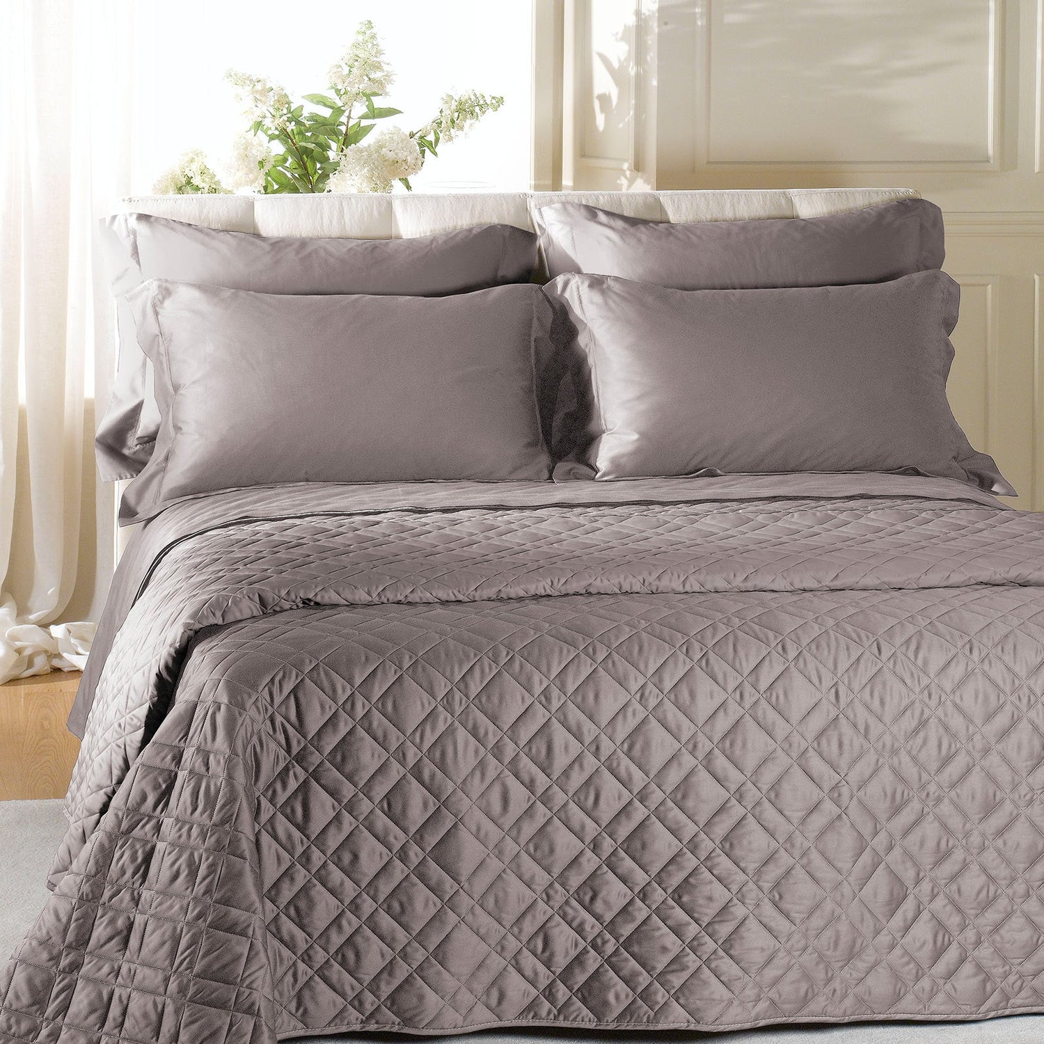 Caleffi Copriletto Matrimoniale Trapuntato in Raso di cotone Vari Colori 80 gr/mq