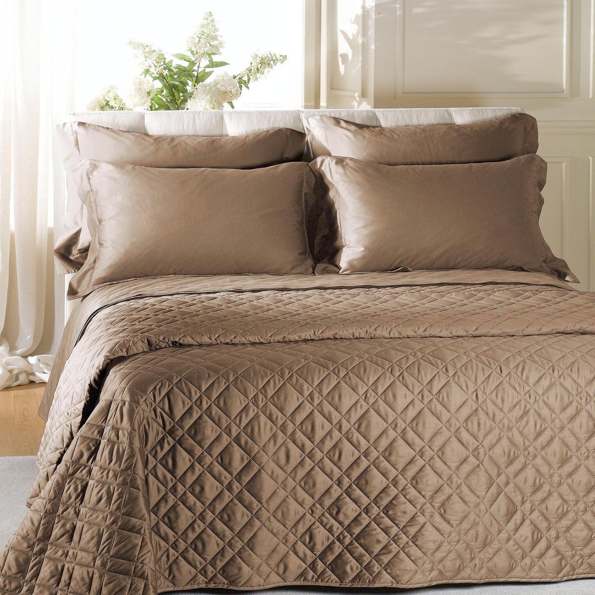 Caleffi Copriletto Matrimoniale Trapuntato in Raso di cotone Vari Colori 80 gr/mq