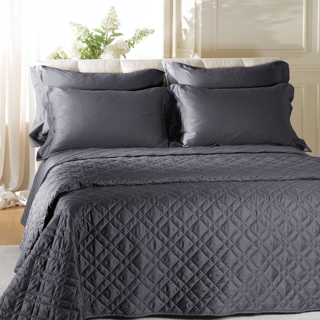 Caleffi Copriletto Matrimoniale Trapuntato in Raso di cotone Vari Colori 80 gr/mq