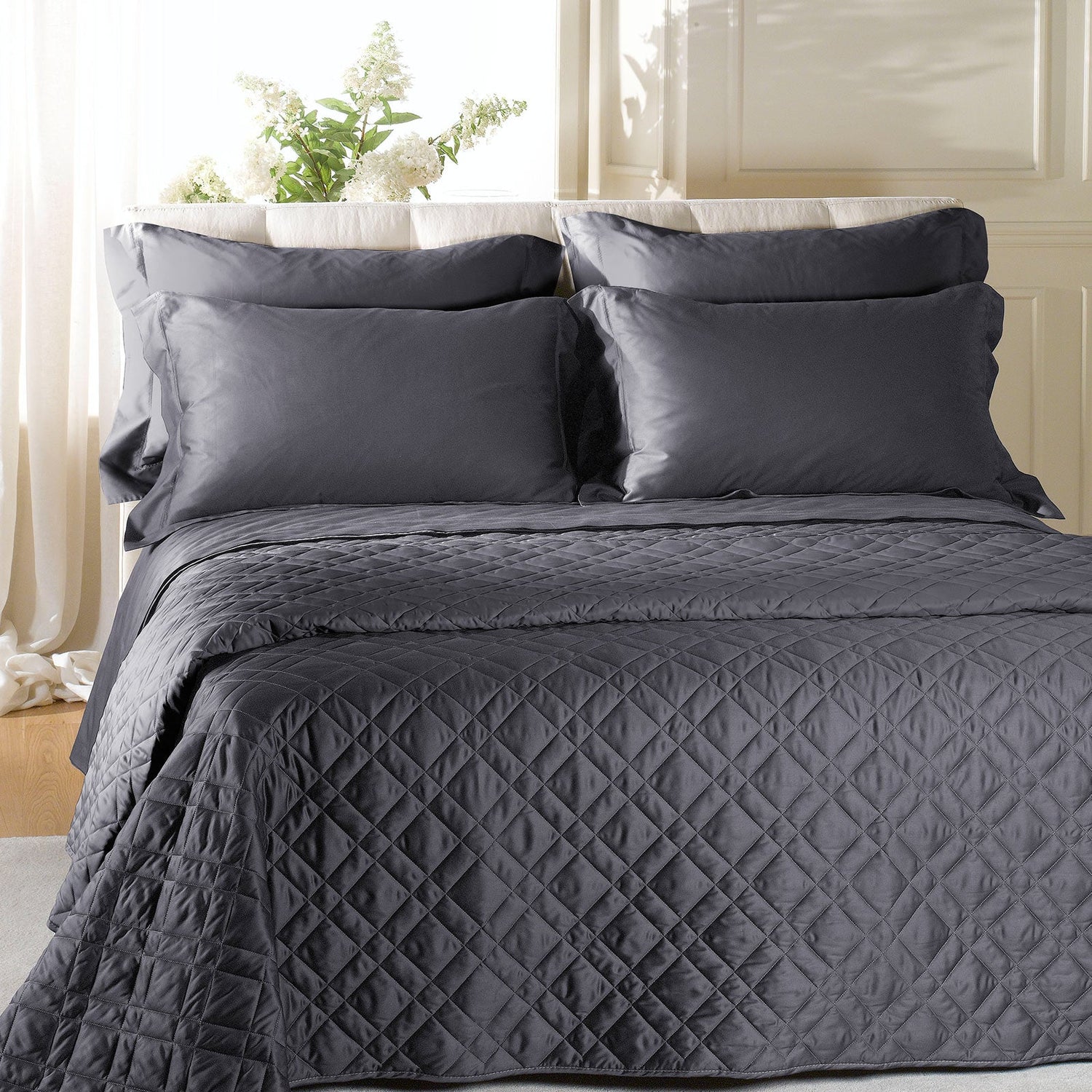 Caleffi Copriletto Matrimoniale Trapuntato in Raso di cotone Vari Colori 80 gr/mq