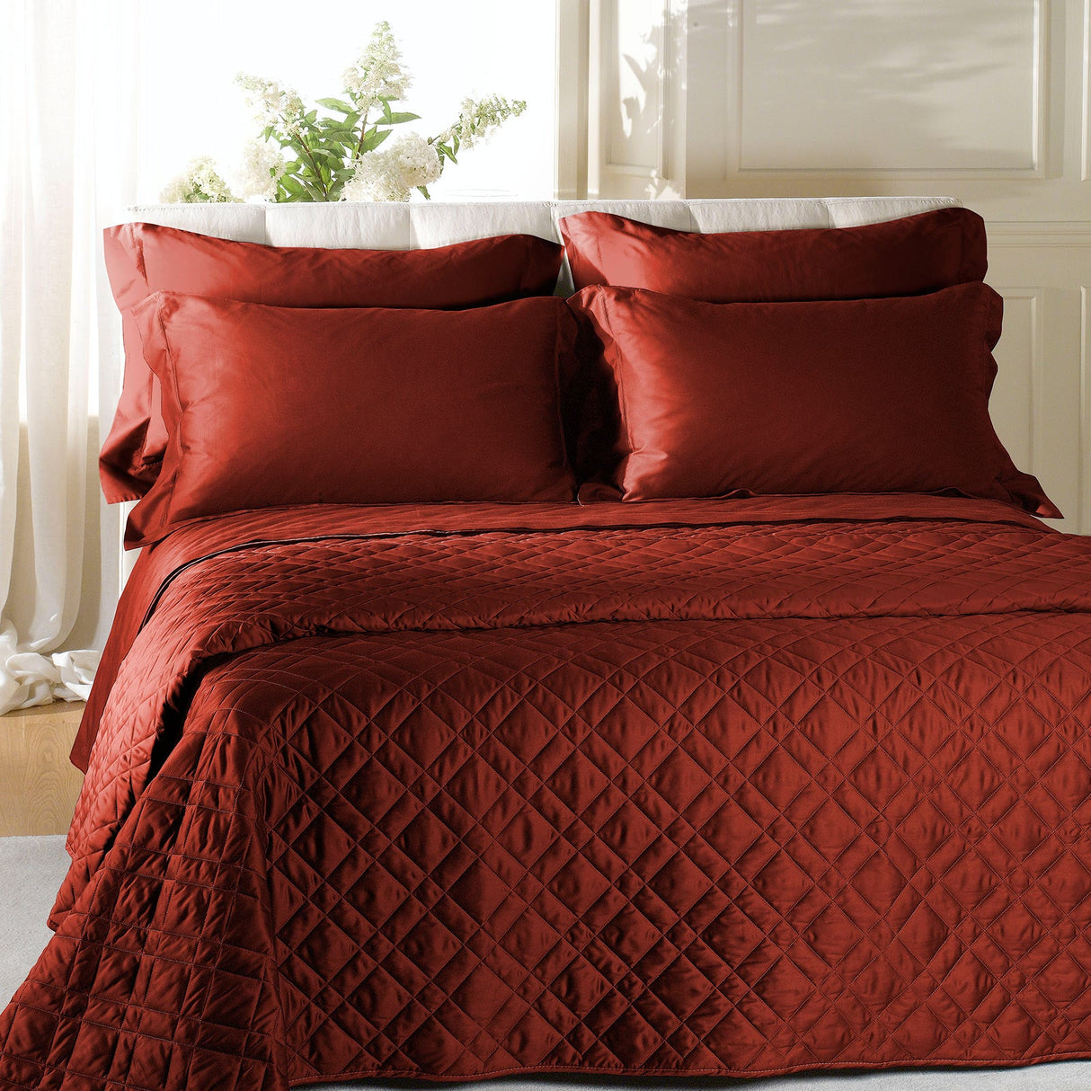 Caleffi Copriletto Matrimoniale Trapuntato in Raso di cotone Vari Colori 80 gr/mq