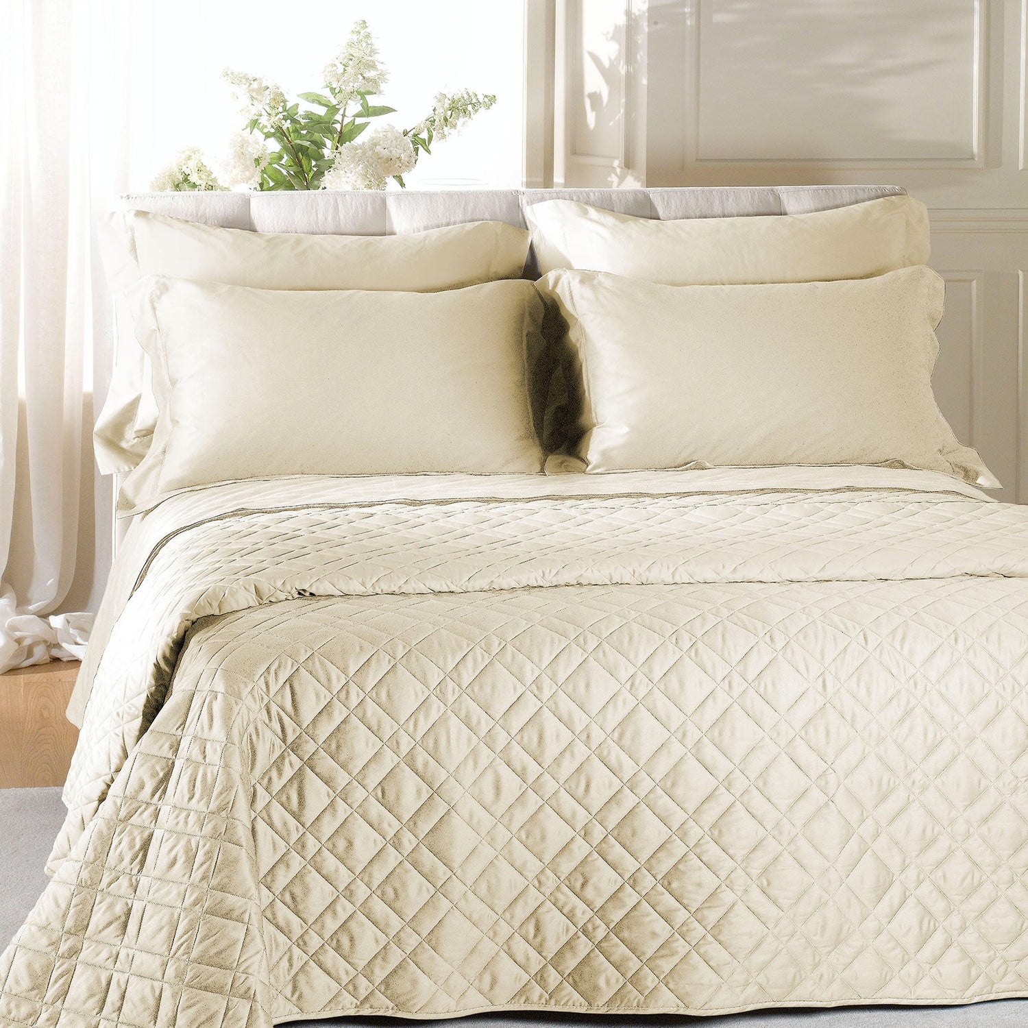 Caleffi Copriletto Matrimoniale Trapuntato in Raso di cotone Vari Colori 80 gr/mq