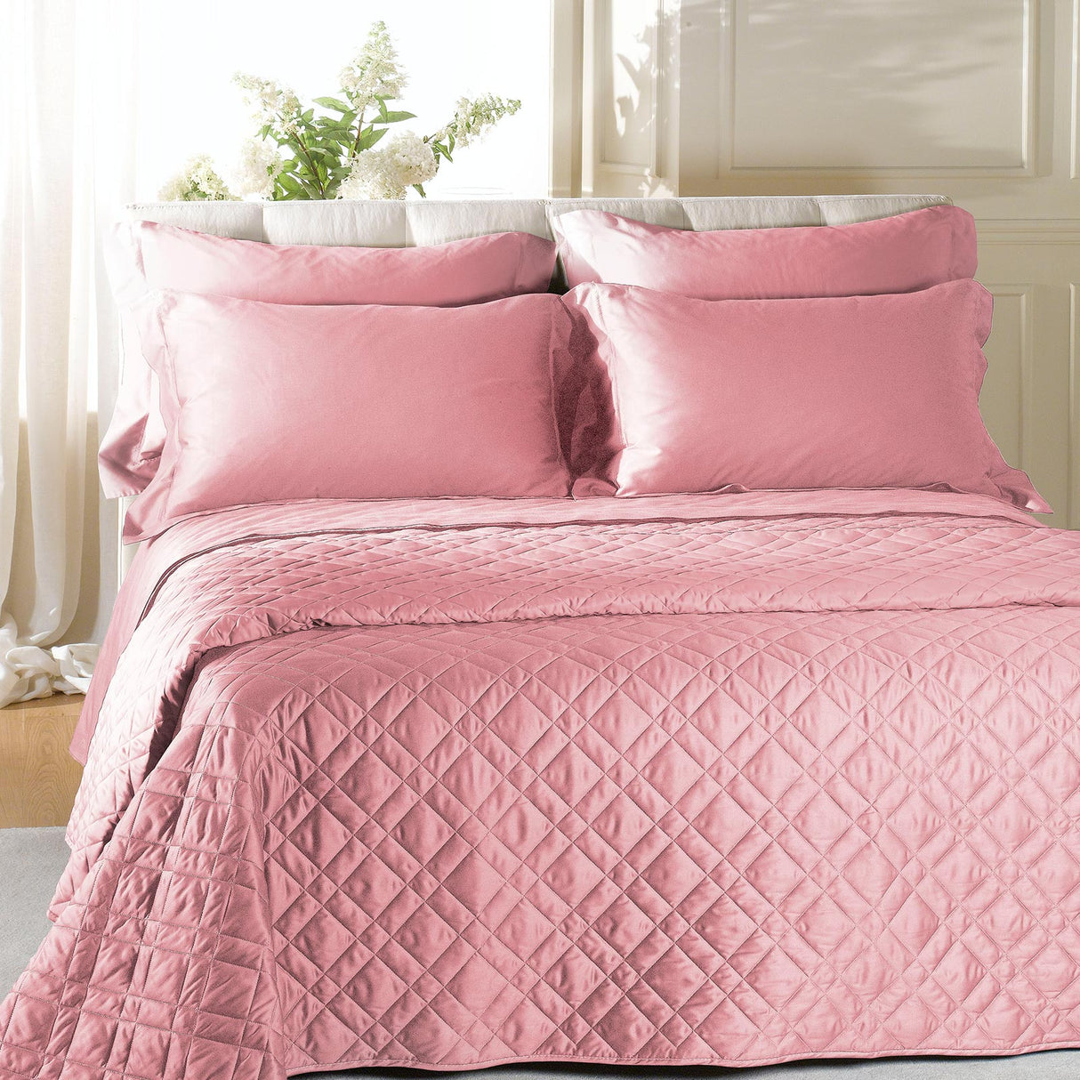 Caleffi Copriletto Matrimoniale Trapuntato in Raso di cotone Vari Colori 80 gr/mq