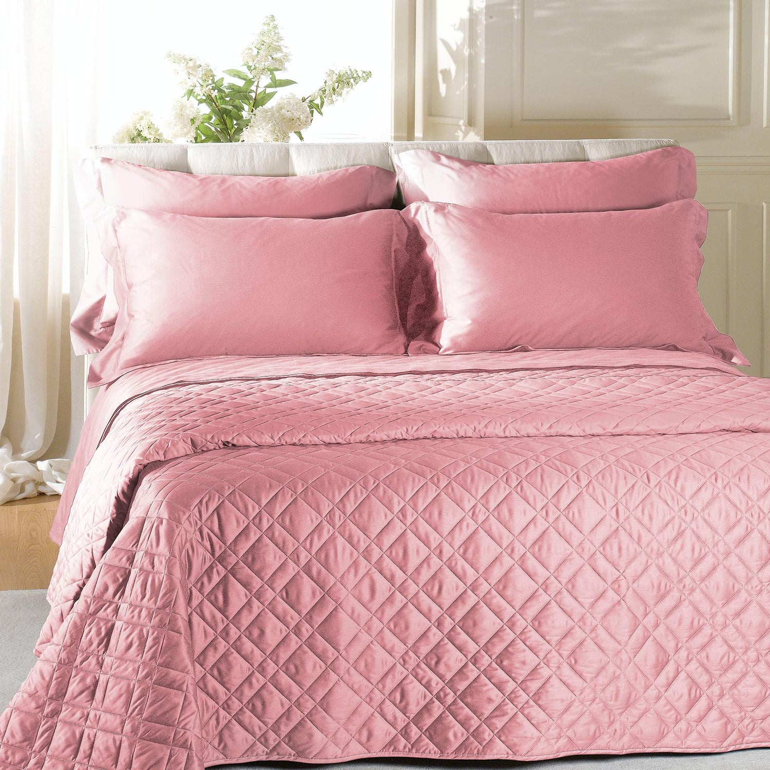 Caleffi Copriletto Matrimoniale Trapuntato in Raso di cotone Vari Colori 80 gr/mq