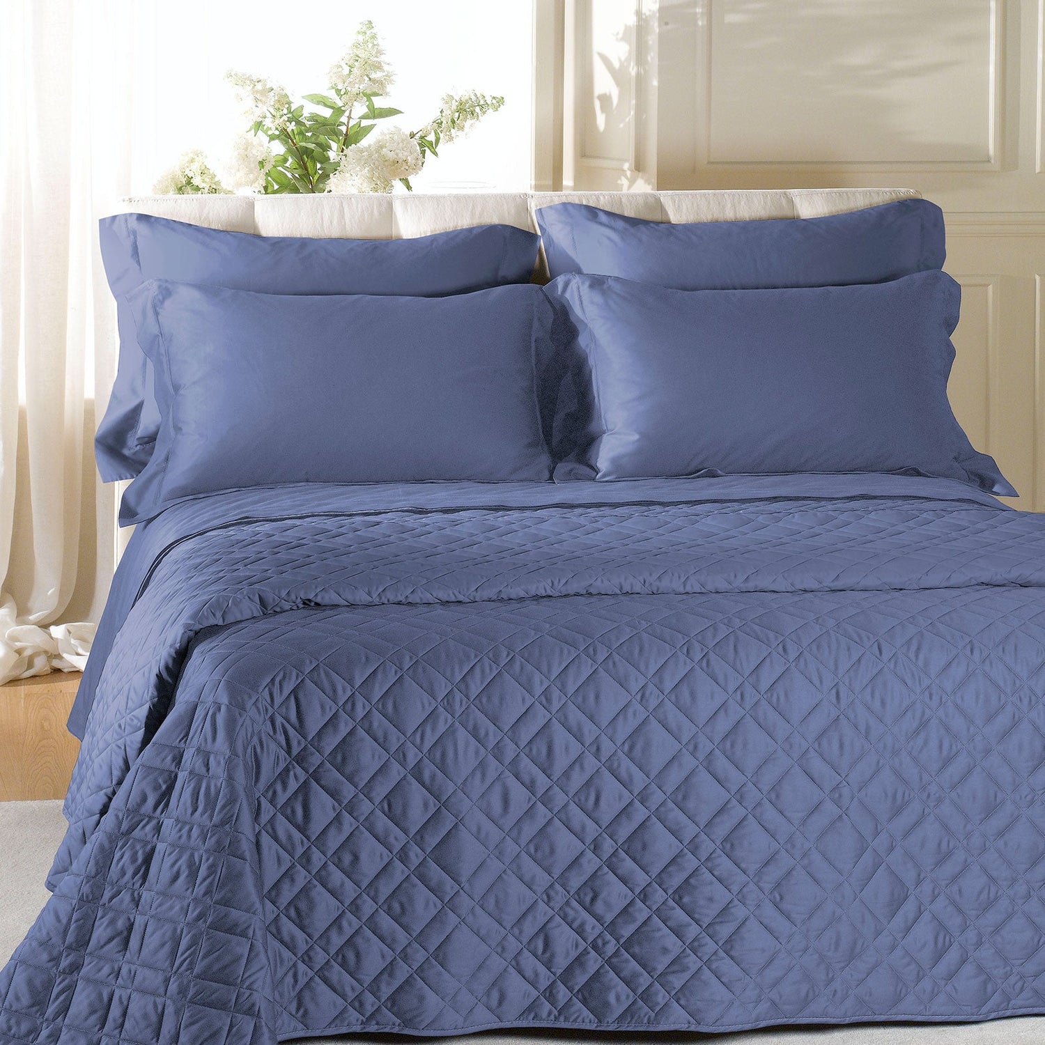 Caleffi Copriletto Matrimoniale Trapuntato in Raso di cotone Vari Colori 80 gr/mq