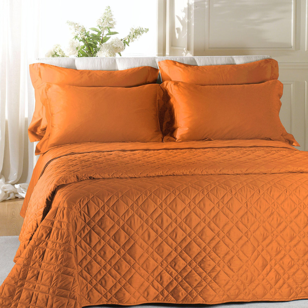 Caleffi Copriletto Matrimoniale Trapuntato in Raso di cotone Vari Colori 80 gr/mq