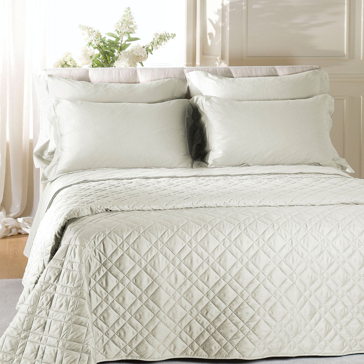 Caleffi Copriletto Matrimoniale Trapuntato in Raso di cotone Vari Colori 80 gr/mq