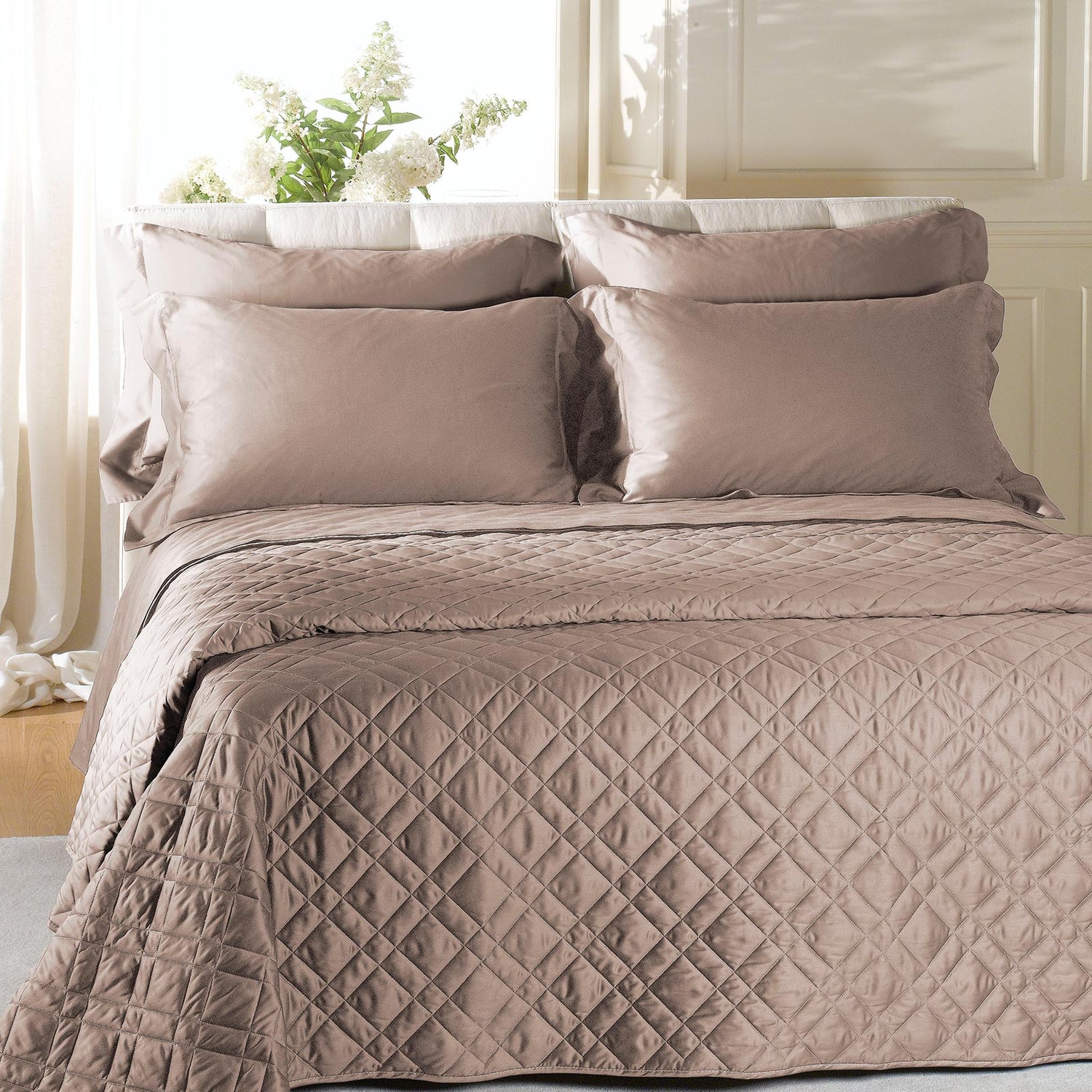 Caleffi Copriletto Matrimoniale Trapuntato in Raso di cotone Vari Colori 80 gr/mq