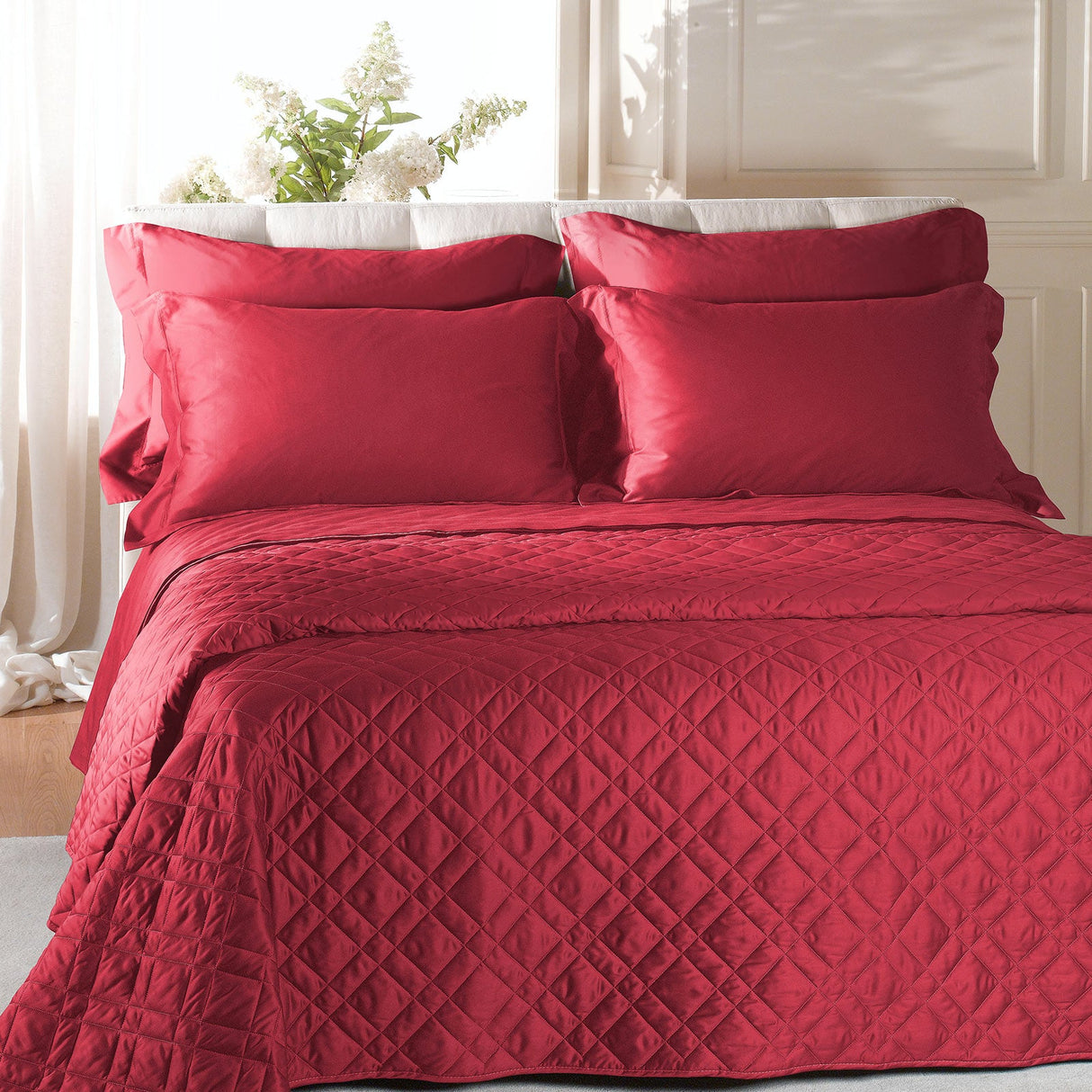 Caleffi Copriletto Matrimoniale Trapuntato in Raso di cotone Vari Colori 80 gr/mq