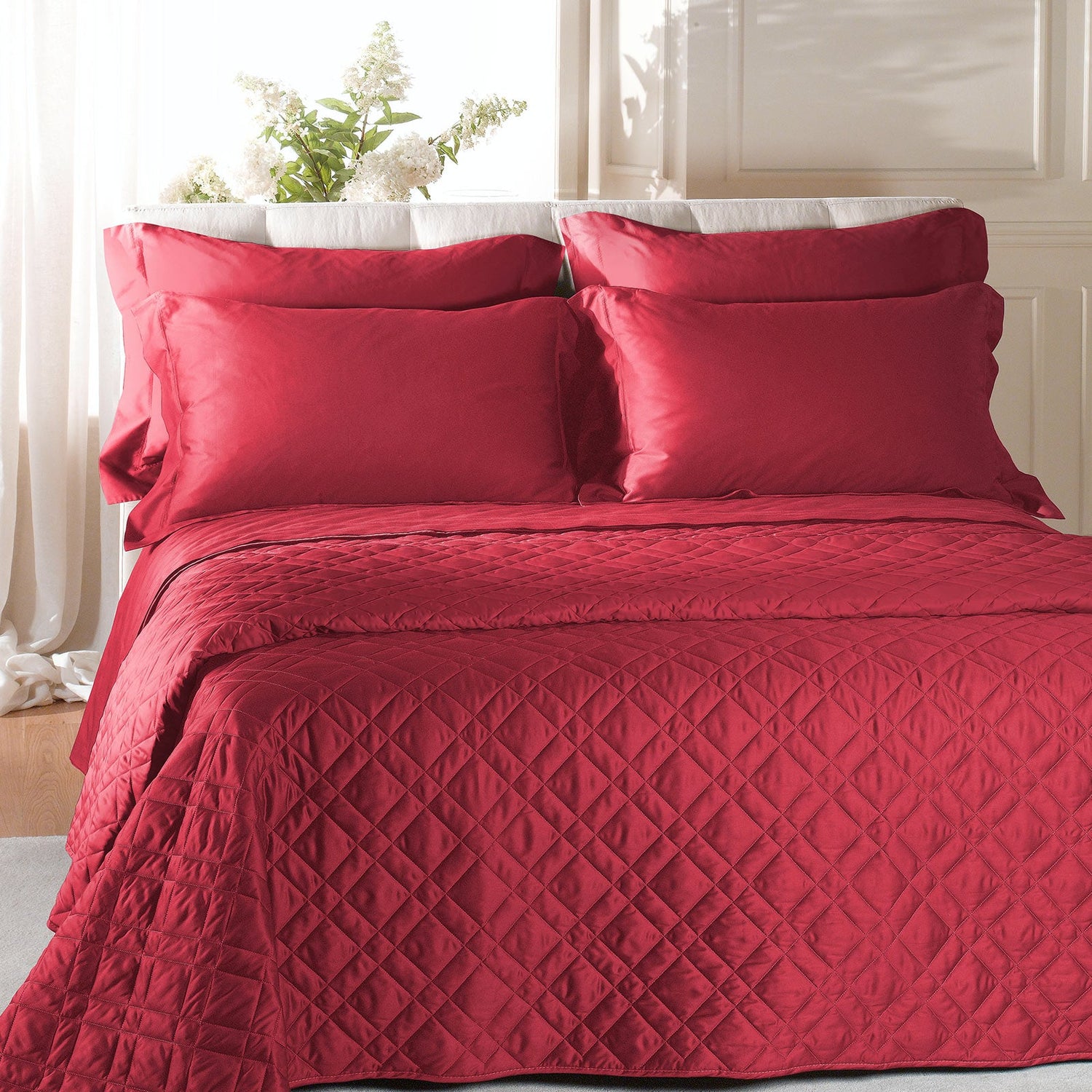 Caleffi Copriletto Matrimoniale Trapuntato in Raso di cotone Vari Colori 80 gr/mq