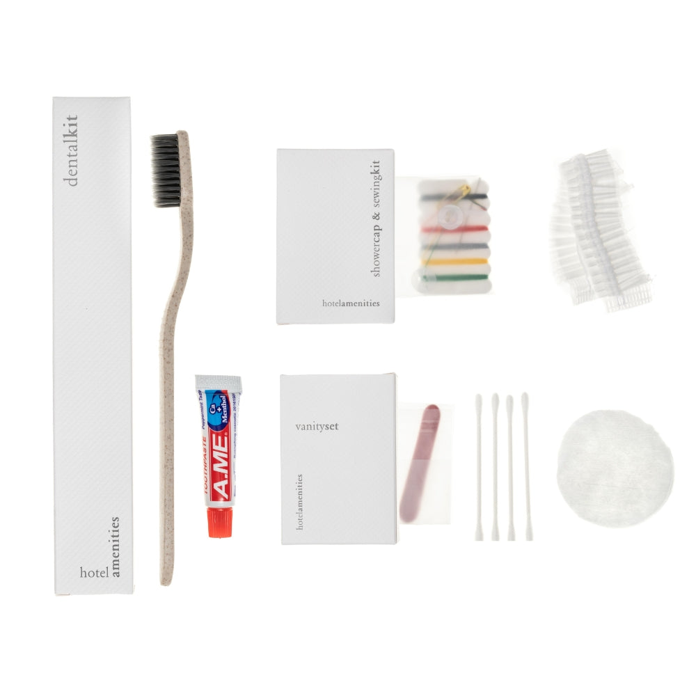 Hotel Amenities Courtesy Kit in White Eco Box