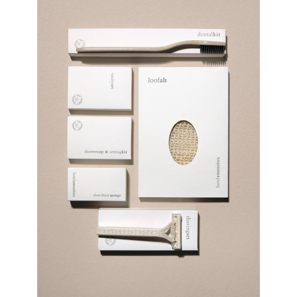 Set da Barba Shaving Kit Hotel Amenities in elegante eco box bianca
